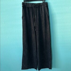 Grey Washed Wide-Leg Pants